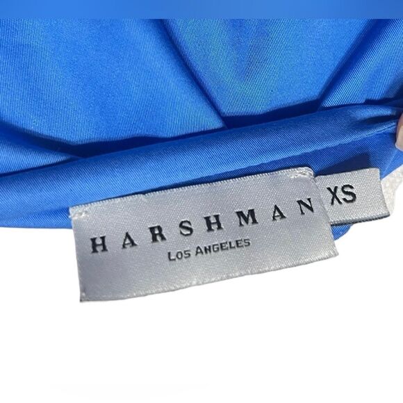 Harshman Womens Zita Top Size XS Blue Square Neck Blouse Tie Sleeve Detail - Picture 5 of 6